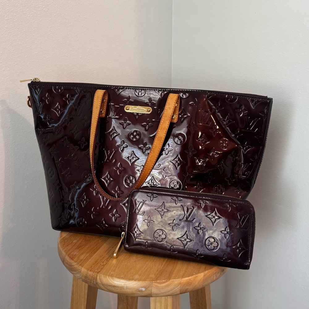 ✨MATCHING SET ✨ Authentic Louis Vuitton Monogram Amarante Vernis Bellevue GM